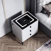 Modern LED Bedside Table 3 Drawers Wireless Charging Side Cabinet Nightstand