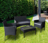 4pcs Rattan Outdoor Garden Furniture Sofa Set Table & Chairs (Roger Black )