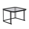 Nesting Coffee Table Side Table with Drawer High-Gloss Tabletop Square Set of 2