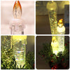 Set of 3 Battery Powered Candle Clear Wax Effect Lights with Grass Holder Decor