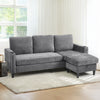 Grey L-Shaped Sofa w/3 Seater & Mobile Foot Stool, Modern Corner Sectional Couch
