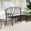 Heavy-Duty Outdoor Seating Park-Style Loveseat w/ Curved Armrests-Black