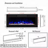 40-60" Electric Insert Fire LED Fireplace 9-12 Flame Wall/Inset Mount/Freestand