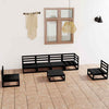 7 Piece Garden Lounge Set Black Solid Pinewood