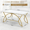 2-Tier Modern Coffee Table with Arched Metal Frame & Adjustable Foot Pads