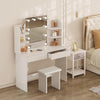 White Modern Dressing Table with LED Lights Mirror Vanity Make up Desk Stool Zrg