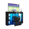 Modern TV Stand Storage Cabinet Unit High Gloss Black with LED Lights 2 Drawers