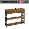 Industrial Console Table with Drawer and 2 Shelves - Brown