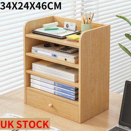 5-layer Desktop Rack Organizer Office File Document Storage Holder with Drawer