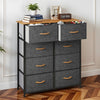 Chest of 8 Drawers, Fabric Storage Dresser with Wood Top, Dark Grey