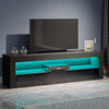 Black TV Unit Stand Cabinet Sideboard High Gloss Front & Matt Body RGB LED Light