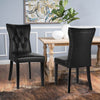 Set of 2 Black Faux Leather Dining Chairs Button High Back Home Restaurants