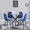 4x Velvet PU Leather Dining Chairs&Round Tempered Glass Dining Table Dining Set