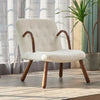 Sherpa Teddy White Single Sofa Armchair Button Wingback Accent Chair w/Footstool