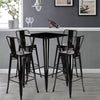 Retro Metal Pub Kitchen Dining Breakfast Bar Table & 2/4 High Chairs Stools Set