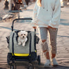 2 IN 1 Collapsible Dog Stroller Pet Dog Cat Travel Car Crate Cage Secure to Seat