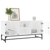 White Engineered Wood TV Cabinet with Glass Doors - Media Unit/Stand for R0O1
