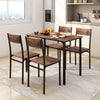5 Piece Dining Table and Chairs Set Metal Wood Compact Set Table+4 Chairs Brown