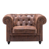 Luxury Distressed Tan Leather Reception Armchair Button Back Padded Seat Chair