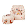 Printed Indoor/Outdoor Kids Snuggle Chair and Footstool Bundle - Forest Friends