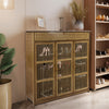 Wooden 4 Tier 3Door Drawer Shoe Cabinet Organiser Tidy Hallway Furniture Console