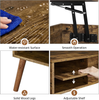 Coffee Table Lift Top Storage Shelf Living Room Rustic Brown Industrial Modern