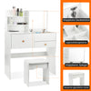 Dressing Table With Drawers Mirror Stool Set Makeup Desk Vanity Table Bedroom