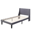 3ft Single Bed Frame Grey With Legs Strong Upholstered Bed with Winged Headboard