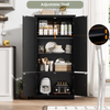 Storage Cabinet Wardrobe 4 Door Shelves Compact Multipurpose White Black MDF