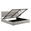 Upholstered Bed 6 FT Super King Ottoman Bed Grey Fabric Bed Frame With Storage