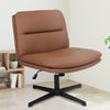 Cross Legged Desk Chair Computer PU Leather Vanity Chairs Armless Home Office