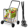 83L Folding Shopping Cart Metal Grocery Utility Cart Versatile Rolling Cart