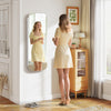6 LEDs Mirror Jewelry Cabinet with Storage Shelves-White