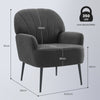 Grey Mid Century Armchair Comfy Linen Fabric Tub Sofa with Metal Legs for Living