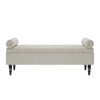 Beige Upholstered Storage Bench Linen & Cotton, Tufted Design with Pillows