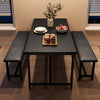Dining Table Set for 4, Kitchen Table and Upholstered Benches Black