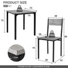 3 Pcs Compact Dining Table 2 Chairs Set Wooden Metal Legs Kitchen Breakfast Bar