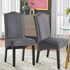 Set of 2 Velvet Suede Dining Chairs Upholstered seat Ergnomic w/ Black Wood Leg