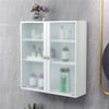 Double Glass Doors Wall Cabinet Storage Cupboard Hanging Organizer Shelves Shelf