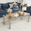 Rectangular Silver Mirrored Coffee Table gular Mirrored w/Crystal Diamonds Inlay