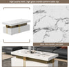 Coffee Table with Drawers Storage White Wooden Centre Table for Living Room