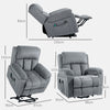 Lift Chair Riser and Recliner Chair with Vibration Massage, Heat, Grey