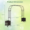 288cm Garden Arch Trellis Outdoor Arbor Archway w/2 Planter Boxes-Black