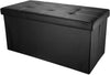 Black Faux Leather Two-seater Folding Storage Stool Storage Toy Box Chair Seat