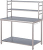 Stainless Steel Table with 2 Layer Top Shelf, Food Prep Workbench for Outdoor
