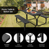 3 Piece Picnic Table Bench Set Outdoor Camping Picnic Tables Black