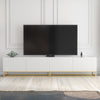 200cm Modular TV Unit | White Matt Fluted Doors | Gold Legs | Modern Cabinet