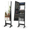 Freestanding Jewelry Mirror Cabinet Lockable Jewelry Armoire w/ 6 LED Lights