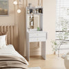 Modern Dressing Vanity Table with LED Light Mirror Fold-up Side Panel 2 Drawers