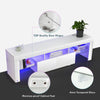 160cm White High Gloss TV Stand Cabinet Unit with RGB LED 2 Storage Doors